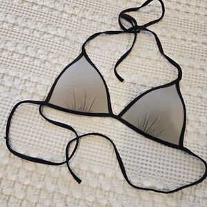 H&M Black Trim Gray Triangle Bikini Top